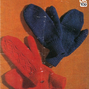 KNITTING PATTERN -Ladies Mittens/ gloves- DK/8ply wool-Average hand size- Instant download
