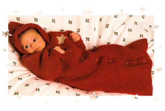 Baby Double Knitting Ply- Cocoon-hooded Sleeping Bag Pattern PDF