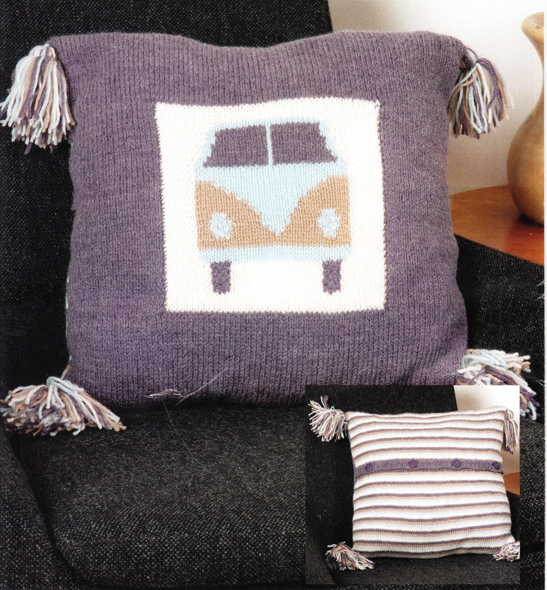 Campervan Cushion and Blanketdk/8ply Wool Knitting Pattern Etsy