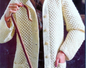 PDF Knitting Pattern Instant Download- easy Knit ladies Jacket- knitting pattern in Aran wool- chest 32-38" Blackberry Stitch