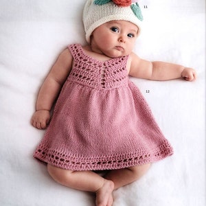 Little Girls Lace Summer dress  & Flower beanie hat- Crochet/Knitting Pattern  - Soft Cotton - fits 50 - 92 Cm- Instant download