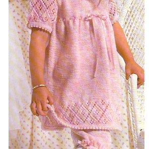 Girls Vintage dress & Bloomers in DK/8ply Wool- fits 20-24ins- Instant Download PDF