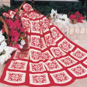 PDF Knitting Pattern- Instant Download Christmas   Snowflake blanket/ Afghan- Aran -10 ply worsted yarn needed