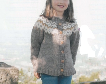 Yoked Fair Isle, Cardigan- Peplum- DK/8ply Knitting Pattern, Childs, Instant Download PDF