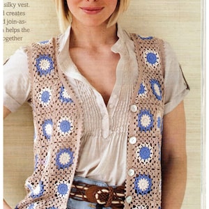 Ladies Crochet granny squares, sleeveless waistcoat- Jacket- 36- 48&quot; Bust - Instant Download PDF Crochet Pattern