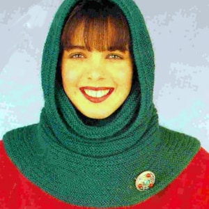 Woman&#39;s Ladies Vintage  hooded Cowl, easy Knit- DK/8PLY- Knitting Pattern PDF Instant download- One Size