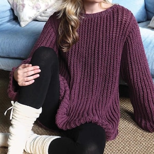 Womans slouchy Ribbed Oversized Sweater Knitting Pattern Aran 10Ply worsted Yarn  Knitting Pattern  PDF Download- Larger sizes 32-50"