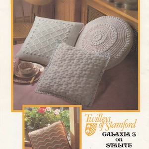 Crochet - Knitted Round-Square cushion covers-14-16&quot;&quot;square- round when complete PDF Knitting Pattern-Instant Download