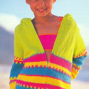 Funky Cardigan/ Jacket with hood, DK/8PLY 22-32&quot;  Bust -Knitting Pattern- Instant Download
