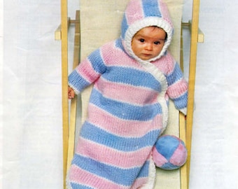 PDF Knitting Pattern- baby sleeping bag- 25.5 long can be made longer to suit- 6mm needles needed- cocoon, Instant Download