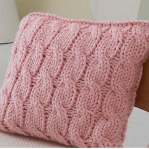 Easy Knitted Super Chunky Quick Knit Cable cushion cover--18&quot; square when complete PDF Knitting Pattern-Instant Download