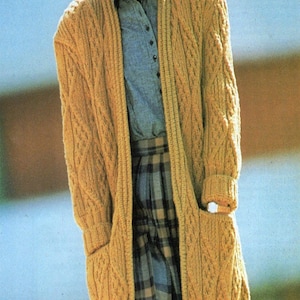 Ladies Chunky Cardigan-Coat-Jacket -Chunky Wool-36-44ns Instant Download Knitting Pattern PDF