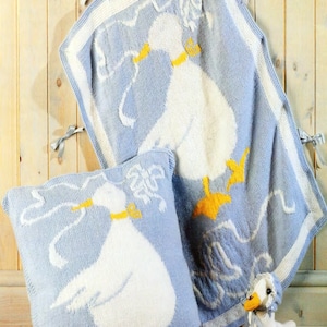 PDF Knitting Pattern-Knitting Pattern- Duckling cot blanket- Afghan -Cushion cover and duck-- Instant download
