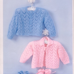 Baby  Girls lacy cardigans- 2 styles  to knit and fit chest 16 inches baby light weight cardigan knitting pattern PDF download