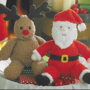 PDF Knitting Pattern- Christmas Santa- Rudolf and Stocking- Knitting pattern-Instant download