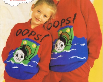 Knitting Pattern- Girl's, Boys, Adults" Percy" Im sunk- Thomas Tank Engine - Sweater- Jumper- DK -8 ply- fits 26-42" chest- Download PDF