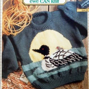 The Loon Sweater Adult/ Children Knitting Pattern Worsted Wool 22&quot; -28&quot; Knitting Pattern PDF Instant download