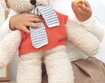 PDF Knitting Pattern-Easy Knit Teddy Bear - Aran wool- and DK- Knitting pattern-16" when complete