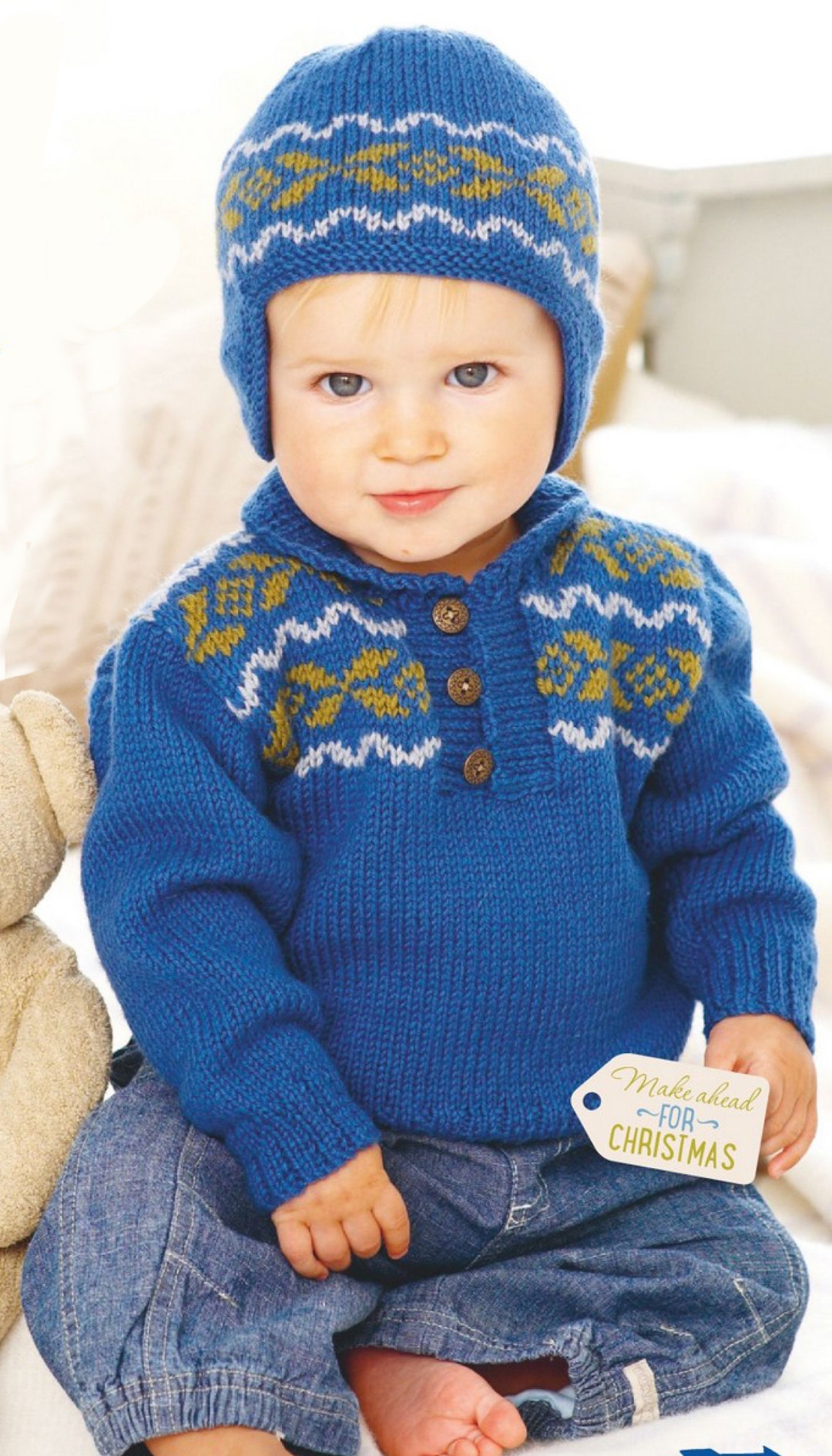 Babyhug Knit Full Sleeves Sweater Set with Fair Isle Design - Lavender