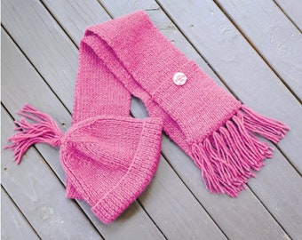 Childs Easy Quick Knit Scarf and Hat -DK/8PLY Knitting Pattern PDF Instant download