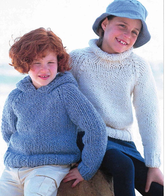 Child's Easy Super Chunky Roll Neck Hooded Sweaters Boy- Girl