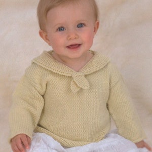 Child's Easy Sailor collar sweater- Jumper  - Knitting Pattern -DK/8Ply Instant Download-Birth-2 Years