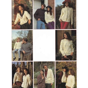 May include: A collection of nine photos showcasing various knit sweaters in different styles and colors. The sweaters are worn by models in various settings, including outdoor and indoor locations.