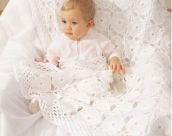 Baby Heirloom Christening Blanket Crochet Pattern, 8 Ply / DK wool , Size 36 x 49" Crochet Pattern. PDF Instant Download.