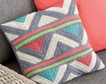 PDF Crochet Pattern-Aztec design crochet Cushion- Crochet Pattern- Aran wool Instant download