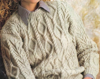 PDF Knitting Pattern Ladies Aran Cable Jumper- Sweater-Aran/ Worsted Yarn-fits chest 34-44" Chest - Instant Download Now