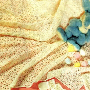 PDF Knitting Pattern- Vintage Baby 4ply shawl-  bonnet-bootees & mitts- fits birth - 4 months