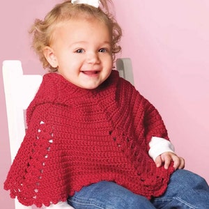 Cute baby Hooded Poncho- Crochet pattern  Instant Download PDF - Ages 2-3 years
