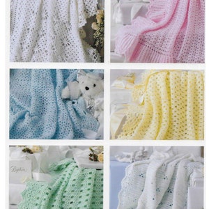 6 x Baby Crochet Blankets/Afghan/Shawls-Easy - Christening Baby PDF instant download