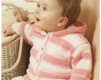 PDF KNITTING Pattern-Baby/Childs Hooded or V Neck Jacket in DK- fits Birth-5 Years