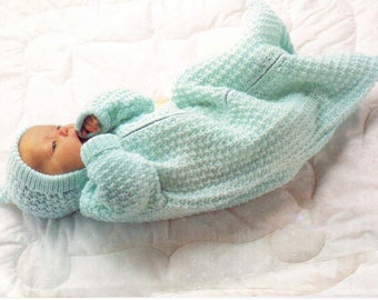 Baby Textured Zipped cocoon, sleeping bag- Bunting -DK/8PLY wool  Instant download Knitting pattern