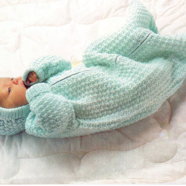 Baby Textured Zipped cocoon, sleeping bag- Bunting -DK/8PLY wool  Instant download Knitting pattern