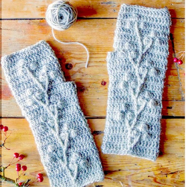 Crochet PATTERN -Beginners fingerless gloves- wrist warmers-DK (8Ply) wool-  Instant download