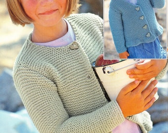 Girls-Very easy, garter stitch Cardigans-Aran wool- chest 16-26 inches- easy quick knit-PDF KNITTING Pattern-