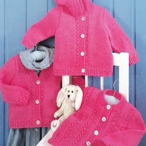 Child&#39;s V neck- Round Neck & hooded, jacket, cardigans- Childs Knitting Pattern -DK (8PLY)Instant Download-16-26&quot; chest