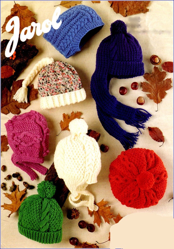 Child's Toddler Hats Balaclava Beret Bonnet Helmet, scarf hat More Aran  10 ply wool Knitting pattern Download Pdf Fits Months 10 yr