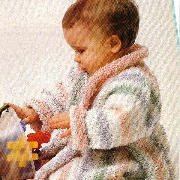 Easy  Beginners Baby Bathrobe- Dressing gown in DK/8PLY Will fit 22 -26Ins chest- Knitting Pattern- Instant Digital Download