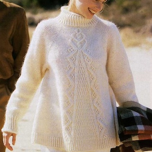 Ladies High Necked Cable A Line Tunic- Chest 32-40 Inches Instant Download PDF