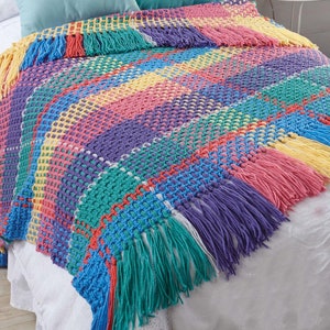 Crochet Pattern  Multi Coloured Blanket -Afghan- Bedspread- 52 x 60" Instant download PDF