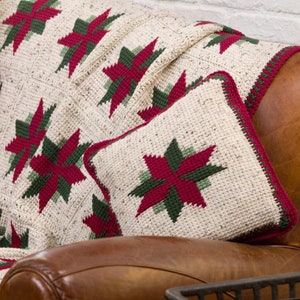 PDF Crochet Pattern-Christmas  Star Afghan Throw Cushion Pillow, Blanket, Download  Vintage Chart