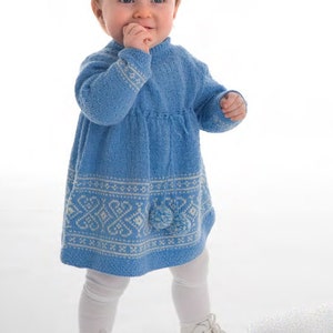 PDF Knitting pattern-Girls Norweigian Dress 100% pure merino wool 3-36 months download