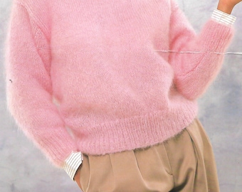 希少　90s 80s ヴィンテージ　ピンクモヘア　セーター　ユニセックス ヴィンテージ インターシャ モヘア セーター：マルチカラー ボヘミアン