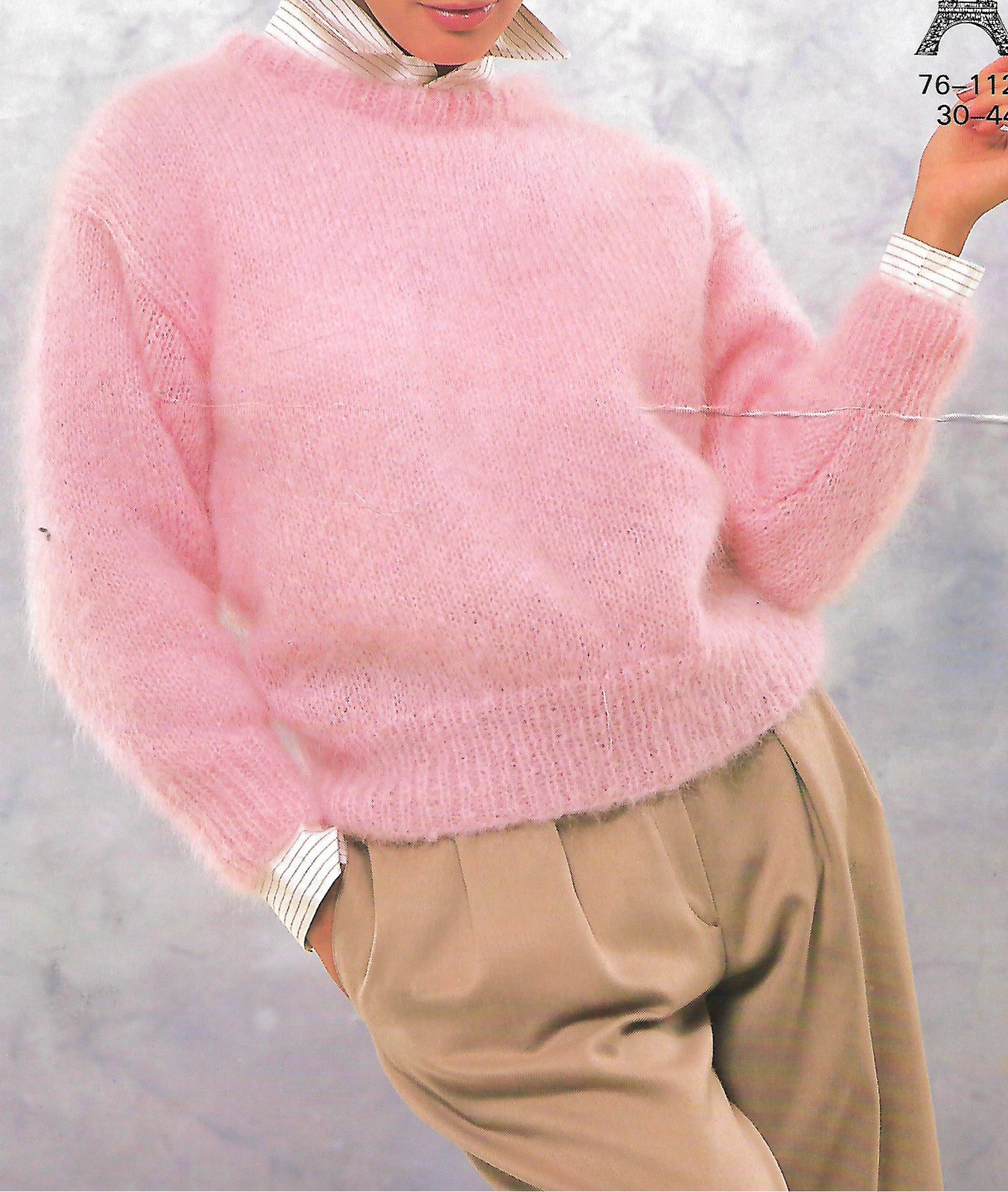 Knitting Pattern Ladies/woman's Aran Mohair Cable Crew/round Neck Size  34-40in 