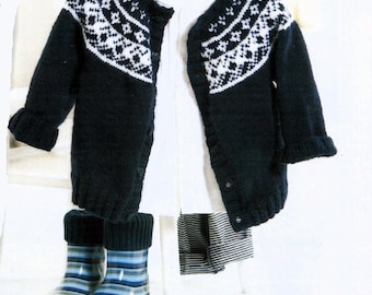 PDF Knitting Pattern Instant download- Childs Fair isle  Islandic Cardigan pattern in DK wool- fits 6-18 months