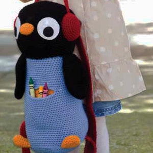 Crochet Novelty Penguin Backpack- Rucksack Pattern- sturdy- outdoors- Instant Download Pattern-PDF Crochet Pattern-