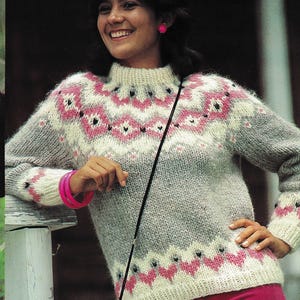 Woman's Fairisle Yoked  sweater- worked in Round-Bottom up chunky Bulky 12 ply wool Knitting Pattern- PDF download